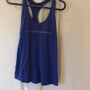 Purple livestrong tank with gray letters